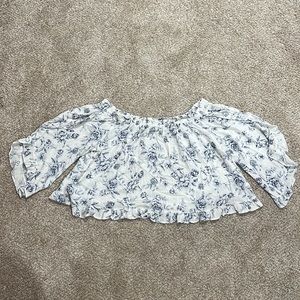 Cropped Floral Off the Shoulder American Eagle Top